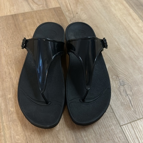 FitFlop Super Jelly black wedge sandals women’s size 10 - Picture 2 of 8